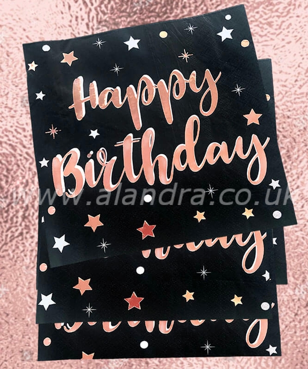 Rose Gold Happy Birthday Napkins